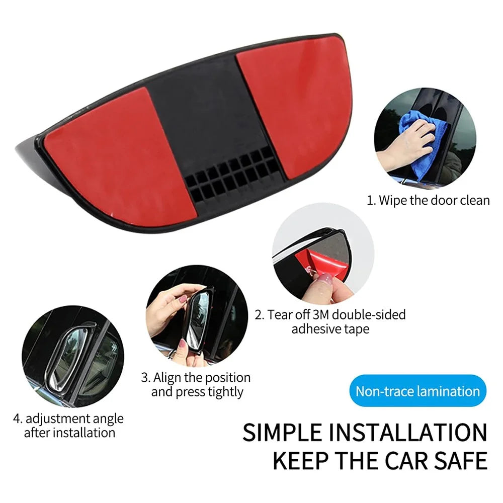 Car Side Wide Angle Blind Spot Mirror Exterior Rearview Mirror for Rear Seat Passengers - 4