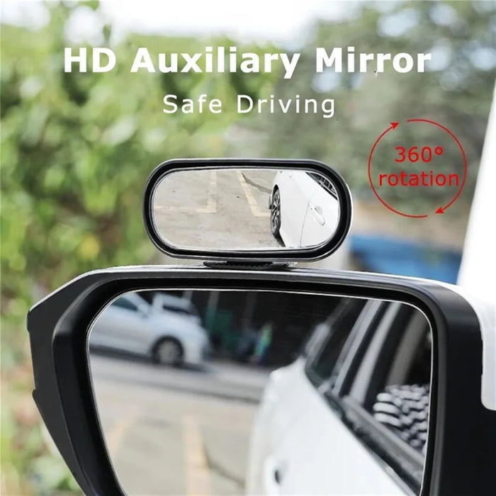 Car Rear View Mirror 360-Degree Rotatable Wide Angle Blind Spot Mirror Auxiliary Parking Aid - Black - 6