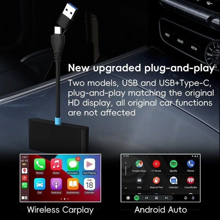 P40 CarPlay Android Auto Wireless Upgrade Adapter Box For Car Connectivity Plug and Play Bluetooth-compatible Auto Connect - 5