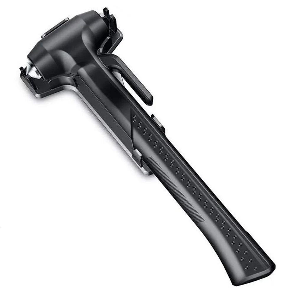 Car Safety Hammer with Seat Belt Cutter Window Breaker Long Handle Emergency Escape Tool - Black - 2