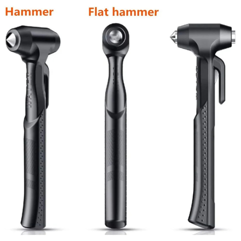 Car Safety Hammer with Seat Belt Cutter Window Breaker Long Handle Emergency Escape Tool - Black - 3