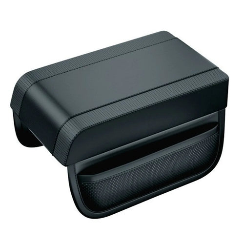 PU Leather Car Armrest Booster Pad Universal Center Console Cushion Memory Foam Elbow Support - Black - 1