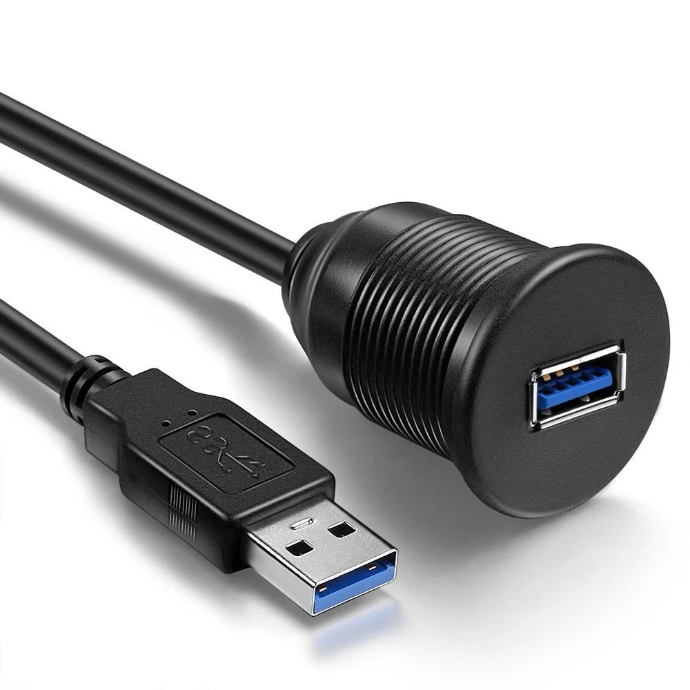 1m USB 3.0 Extension Flush Dash Panel Mount Cable for Car Boat Motorcycle - 3