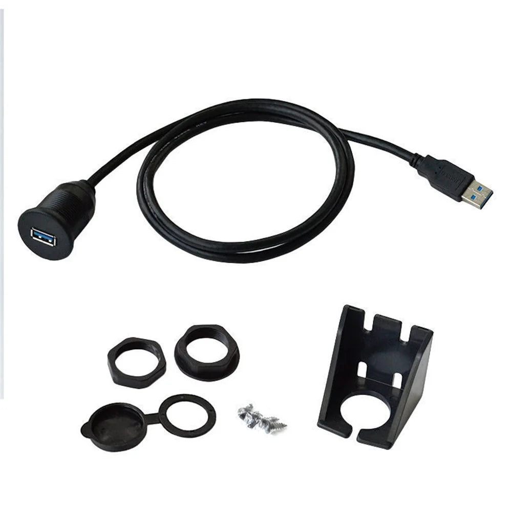 1m USB 3.0 Extension Flush Dash Panel Mount Cable for Car Boat Motorcycle - 4