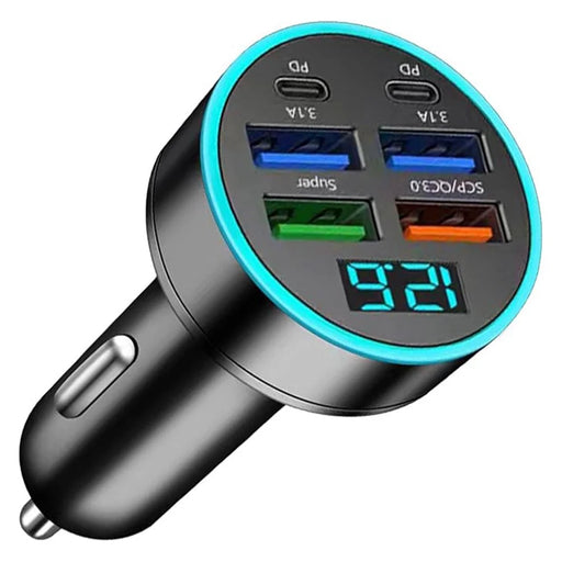 C9 30W Fast Charging Adapter 4 USB + 2 Type C Cigarette Lighter Car Charger with Voltage Display - 2
