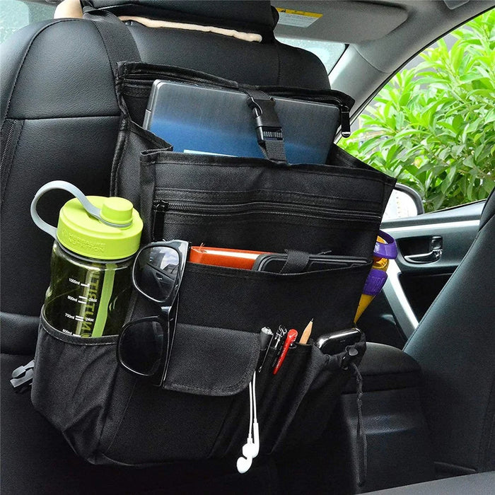 Car Front Seat Organizer 600D Oxford Fabric Seat Back Storage Bag with Shoulder Strap - 5