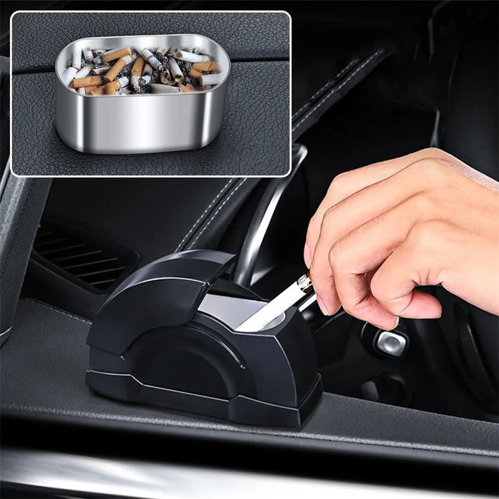 Car Door Ashtray Portable Cigarette Holder with Lid Removable Liner Ashtray - Black - 5