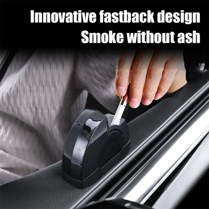 Car Door Ashtray Portable Cigarette Holder with Lid Removable Liner Ashtray - Black - 7