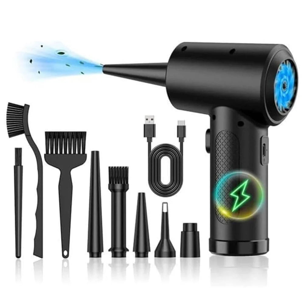 C4915 Portable Turbo Fan Blower Multifunction Rechargeable Car Air Duster with 3 Brushes - 1