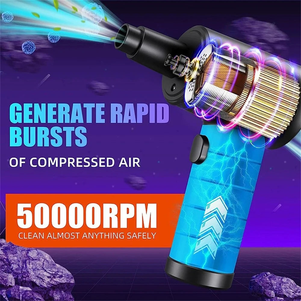 C4915 Portable Turbo Fan Blower Multifunction Rechargeable Car Air Duster with 3 Brushes - 2