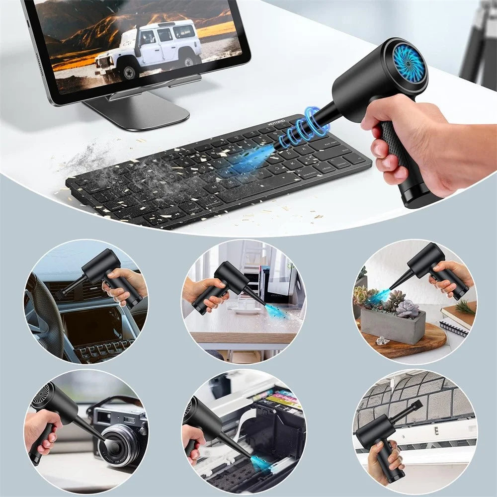 C4915 Portable Turbo Fan Blower Multifunction Rechargeable Car Air Duster with 3 Brushes - 4