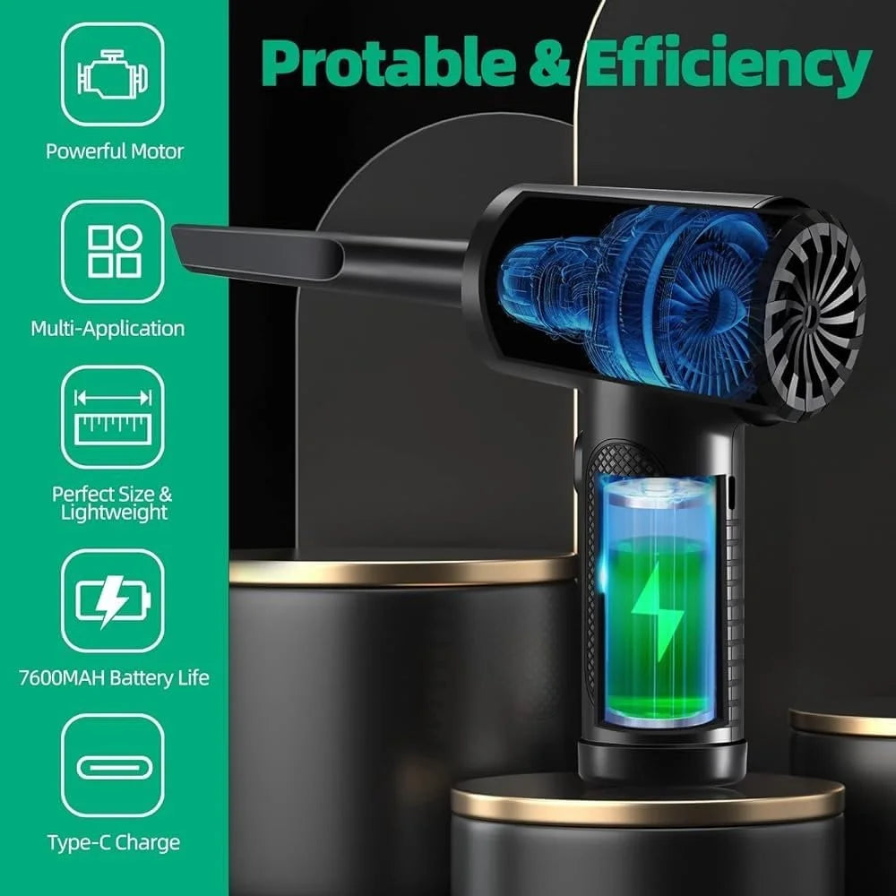 C4915 Portable Turbo Fan Blower Multifunction Rechargeable Car Air Duster with 3 Brushes - 6