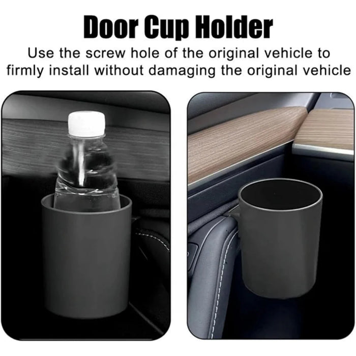 2Pcs / Set For Tesla Model Y / 3 Car Door Cup Holder Auto Interior Door Mount Drink Bracket - 5