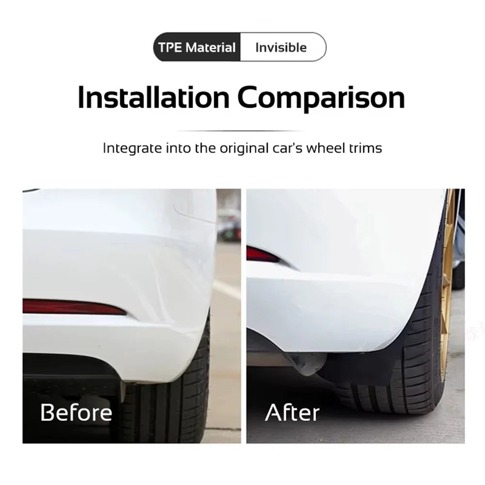 4Pcs / Set For Tesla Model Y 2021 - 2023 Mud Fenders TPE Front and Rear Splash Guards - 2
