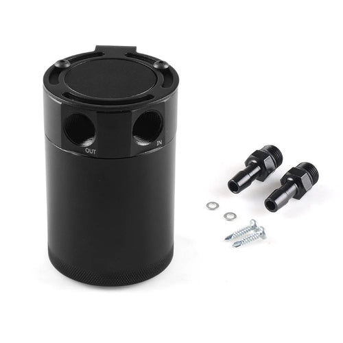 BX101669 Car Universal 2-Port Compact Baffled Oil Catch Can - Black - 1