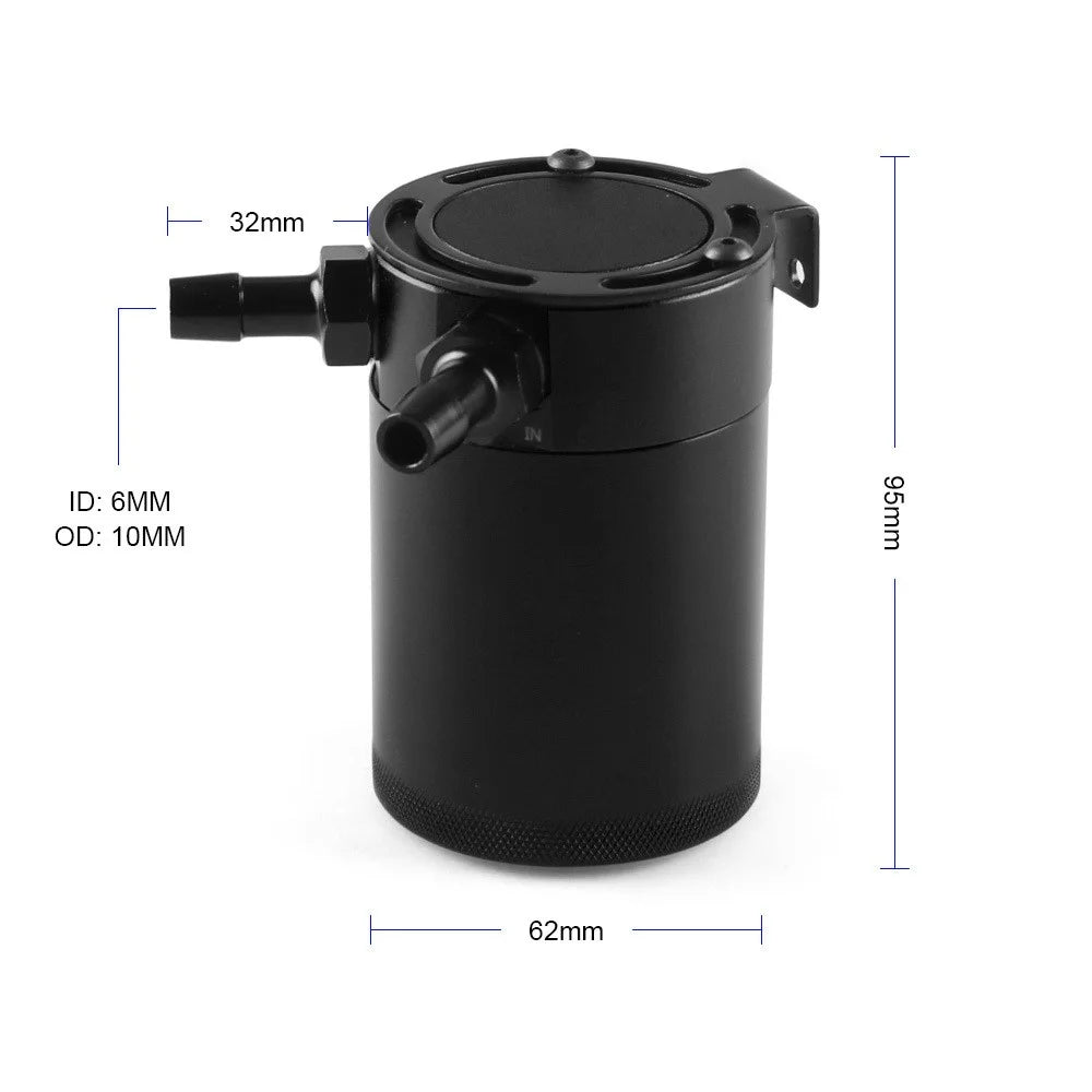 BX101669 Car Universal 2-Port Compact Baffled Oil Catch Can - Black - 7