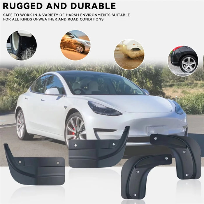 4Pcs / Set For Tesla Model 3 2024 Mud Fenders TPE Front and Rear Replacement Splash Guards - 3