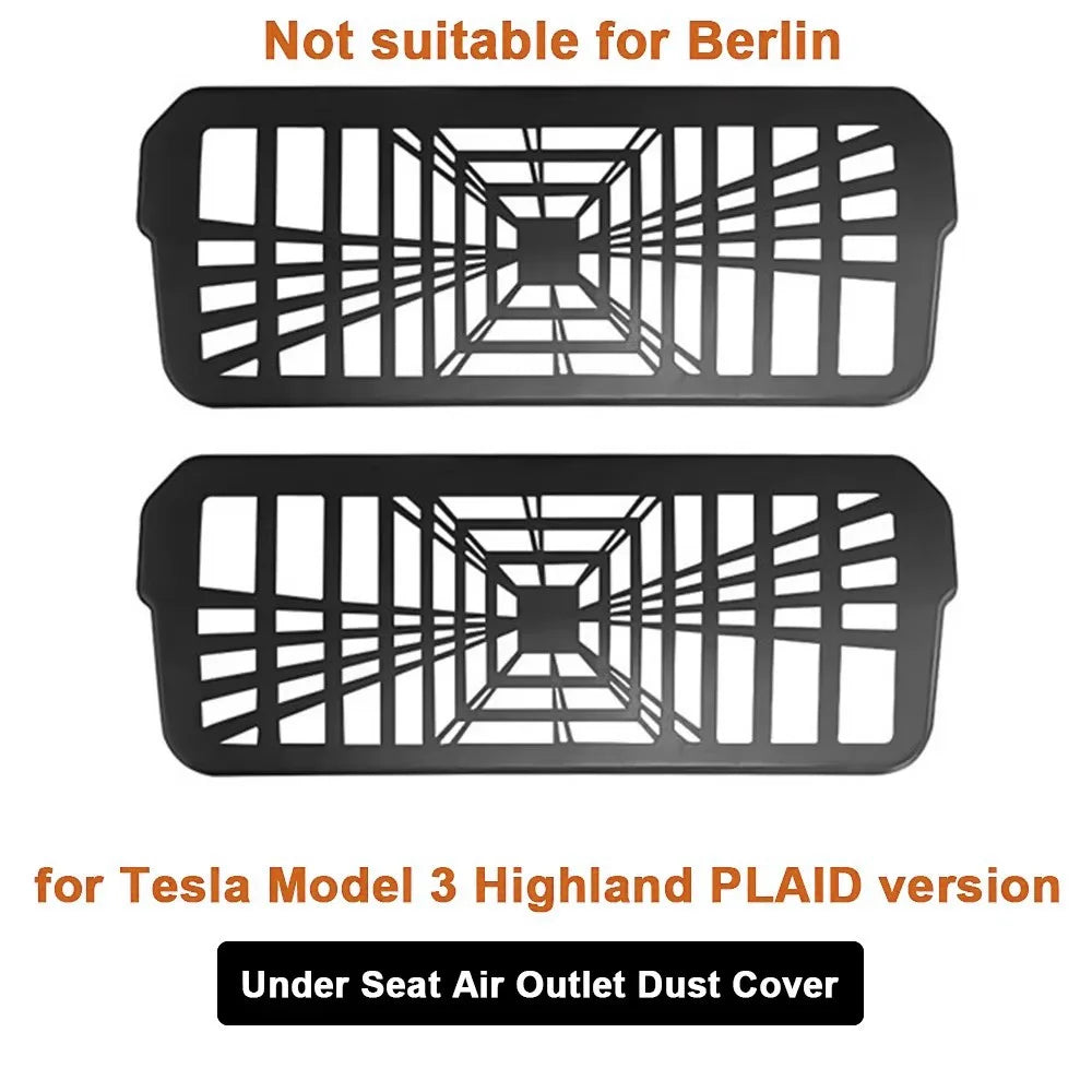 2Pcs / Set For Tesla Model Y Under Seat Air Vent Cover Plastic Air Outlet Dustproof Shield - 3