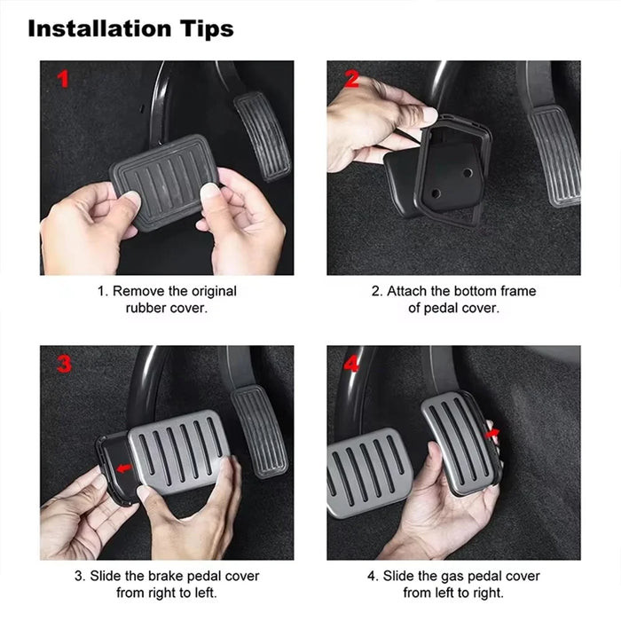 2Pcs / Set For Tesla Model Y  /  3 Car Styling Non Slip Accelerator Brake Pedal Pad Cover - Silver - 3