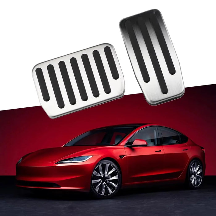 2Pcs / Set For Tesla Model Y  /  3 Car Styling Non Slip Accelerator Brake Pedal Pad Cover - Silver - 7