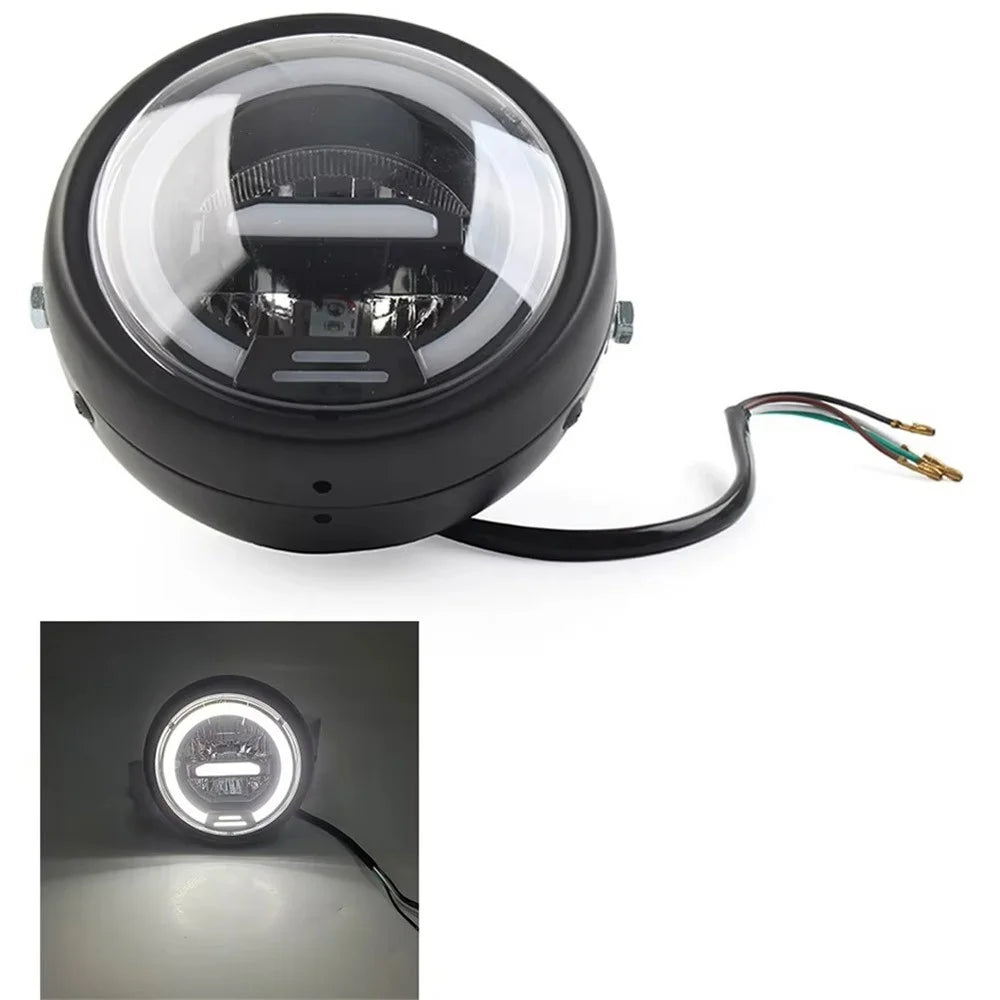 16cm Retro Motorcycle LED Headlight Daytime Running Lamp for Cruiser Chopper Cafe Racer - White Light - 1