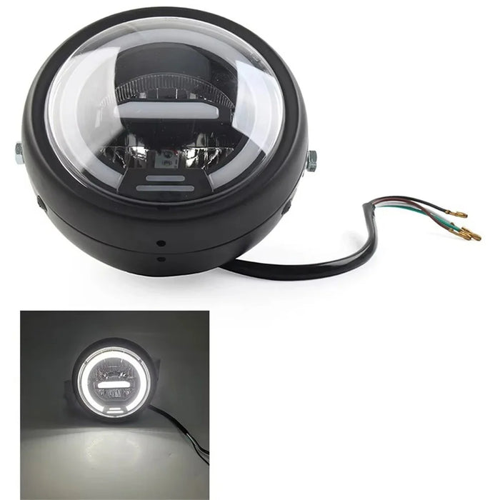 16cm Retro Motorcycle LED Headlight Daytime Running Lamp for Cruiser Chopper Cafe Racer - White Light - 1