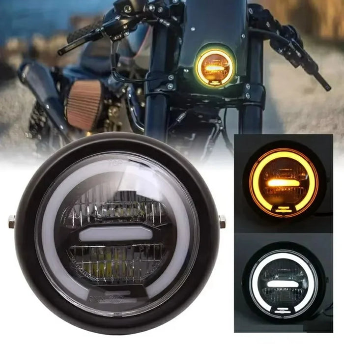 16cm Retro Motorcycle LED Headlight Daytime Running Lamp for Cruiser Chopper Cafe Racer - White Light - 4