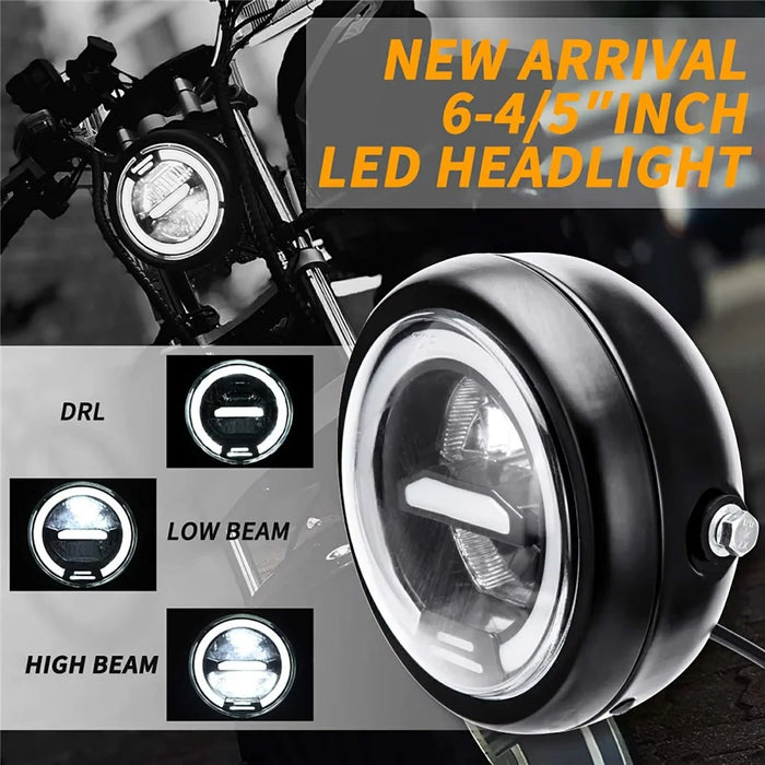 16cm Retro Motorcycle LED Headlight Daytime Running Lamp for Cruiser Chopper Cafe Racer - White Light - 5