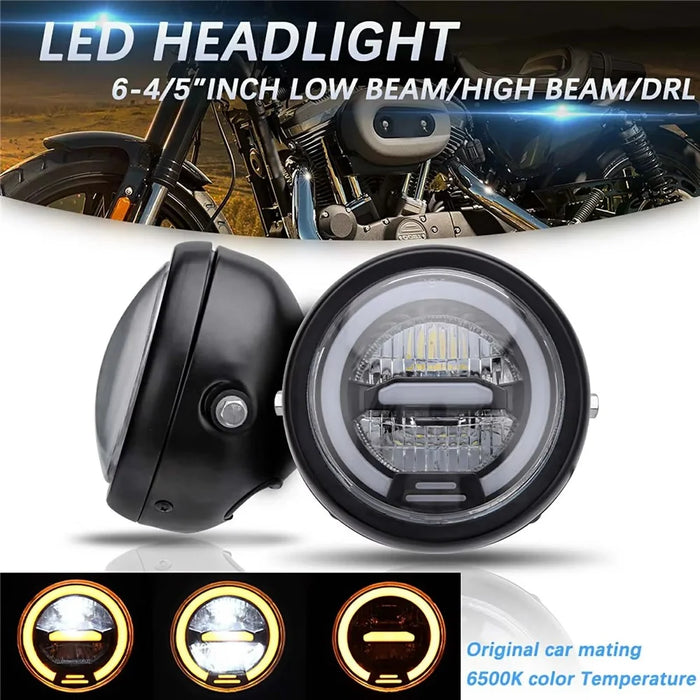 16cm Retro Motorcycle LED Headlight Daytime Running Lamp for Cruiser Chopper Cafe Racer - White Light - 7