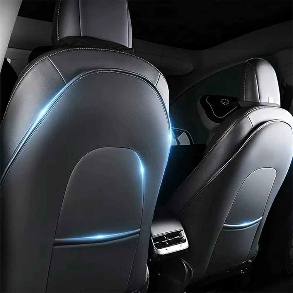 2Pcs For Tesla Model Y  /  3 Highland Seat Back Protector Kick Mat Car Interior Rear Seat Cover - Single Pocket - 2