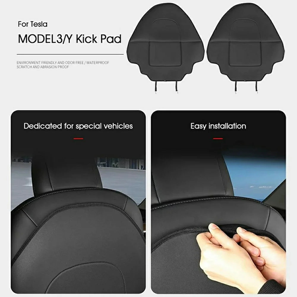 2Pcs For Tesla Model Y  /  3 Highland Seat Back Protector Kick Mat Car Interior Rear Seat Cover - Single Pocket - 7