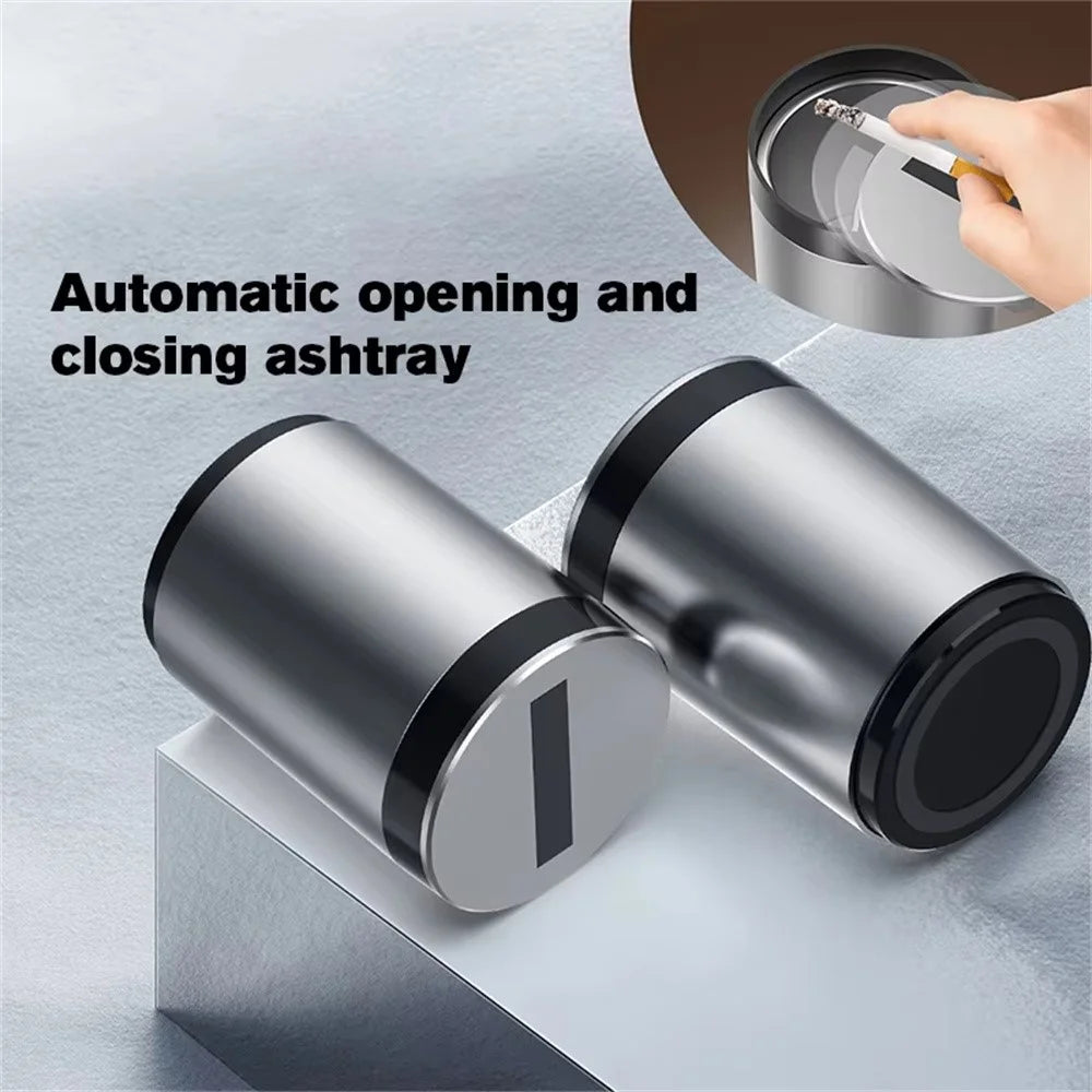 Infrared Sensor Smart Auto Open / Close Aluminum Alloy Car Ashtray with Built In LED Light - Grey - 4
