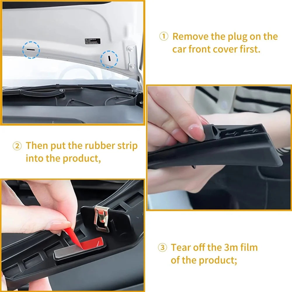 For Tesla Model Y 2021 - 2024 Front Trunk Hood Rubber Seal Weatherstrip Dustproof Waterproof Strip - 7