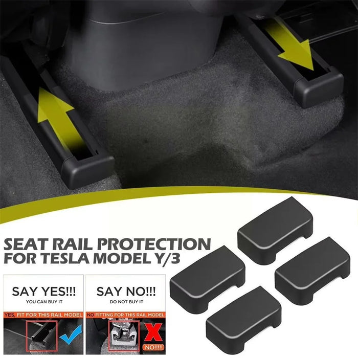 4Pcs TPE Covers for Tesla Model Y / 3 Seat Rail Protector Anti-Kick Guards Rear Seats Accessories - 2