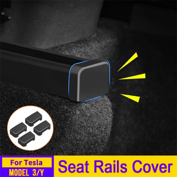 4Pcs TPE Covers for Tesla Model Y / 3 Seat Rail Protector Anti-Kick Guards Rear Seats Accessories - 4