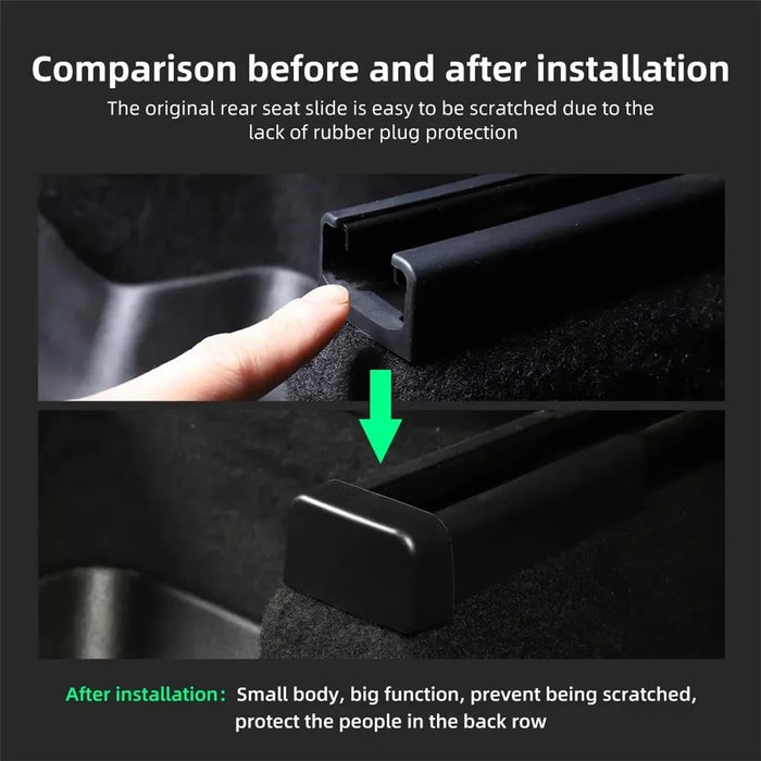 4Pcs TPE Covers for Tesla Model Y / 3 Seat Rail Protector Anti-Kick Guards Rear Seats Accessories - 6