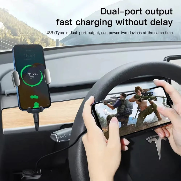 For Tesla Model 3  /  Y OBD Car Charger Dual Port Hidden PD Fast Charging Expansion Dock - 7