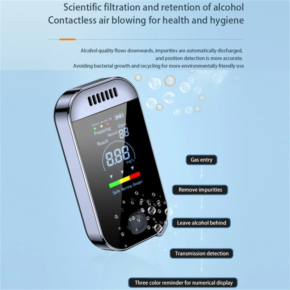 Portable Alcohol Tester Digital Display Color Screen Breathalyzer Non Contact Drunk Driving Detector - 3