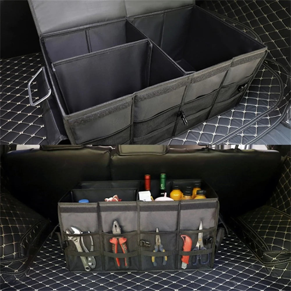 Reflective Foldable Car Trunk Organizer Waterproof Oxford Fabric Storage Box with Lid , Size L - 6