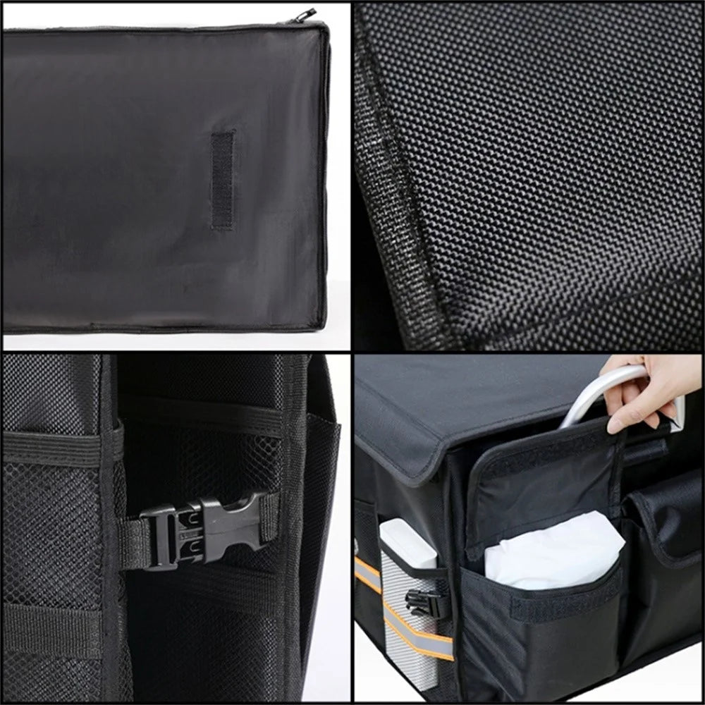 Reflective Foldable Car Trunk Organizer Waterproof Oxford Fabric Storage Box with Lid , Size L - 7