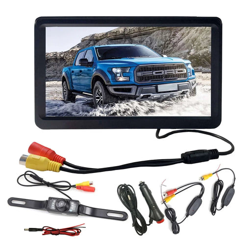 RH-702I 7" LCD Video Display Monitor 12V-24V Rear View Camera Parking and Reverse System Kit with Car Charger - 1