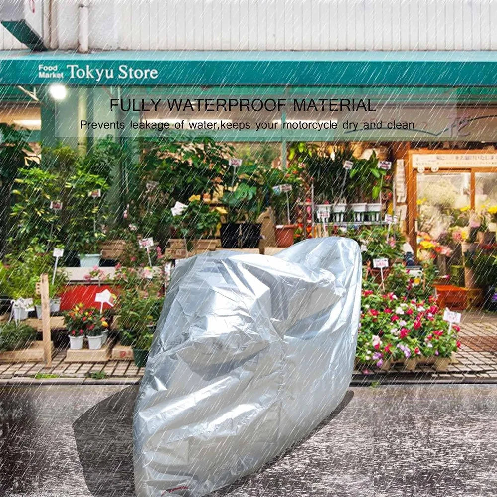 Waterproof Motorcycle Cover UV Protection Silver Coated 210D Oxford Fabric Dust Cover , Size XL / 245 x 105 x 125cm - 5