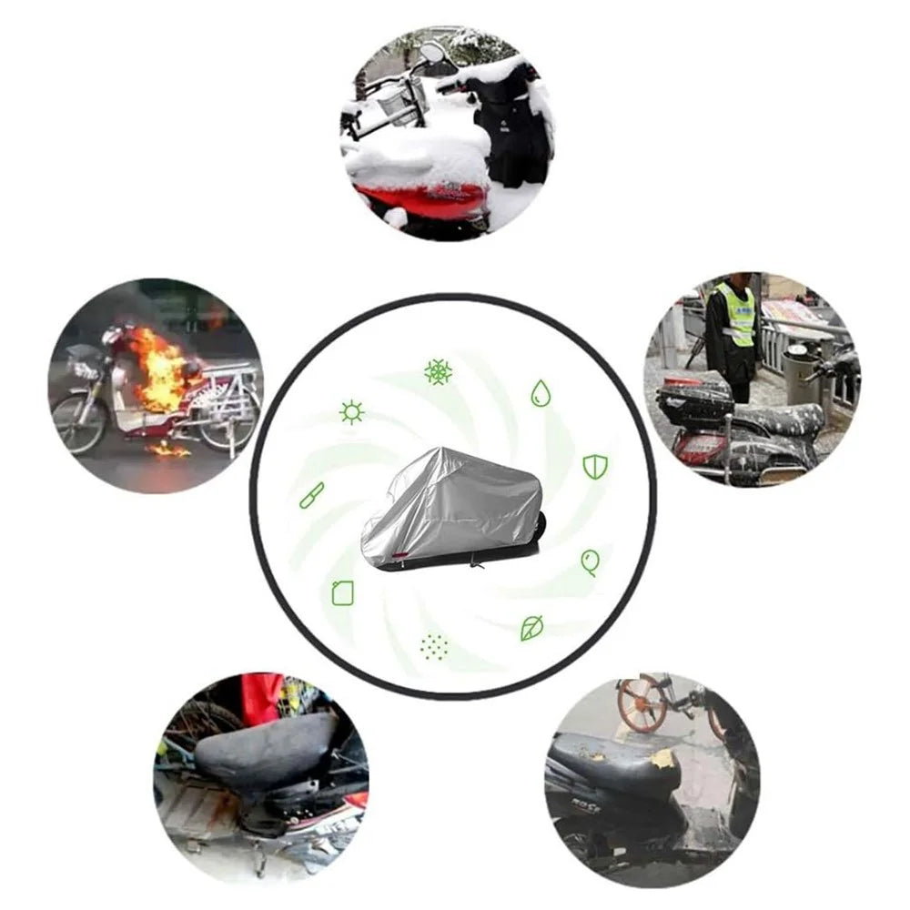 Waterproof Motorcycle Cover UV Protection Silver Coated 210D Oxford Fabric Dust Cover , Size XL / 245 x 105 x 125cm - 6