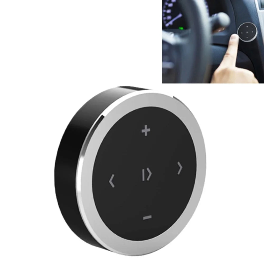 Bluetooth-compatible Car Steering Wheel Remote Control Phone Music Controller Camera Shutter - Silver - 1