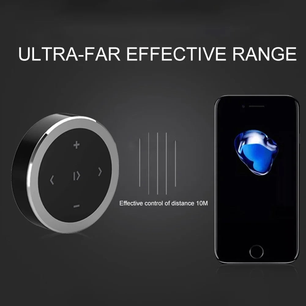 Bluetooth-compatible Car Steering Wheel Remote Control Phone Music Controller Camera Shutter - Silver - 4