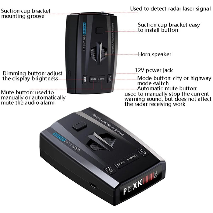 RAD1000 Car Laser Radar Detector Vehicle Electronic Speed Measuring Device - 6