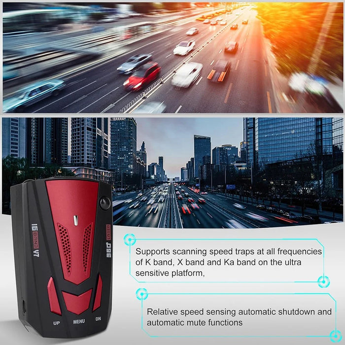 V7 Car Speed Radar Detector Electronic GPS Speed Alert System for Vehicle , Russian Language - Red - 3