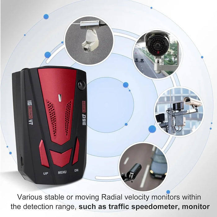 V7 Car Speed Radar Detector Electronic GPS Speed Alert System for Vehicle , Russian Language - Red - 4
