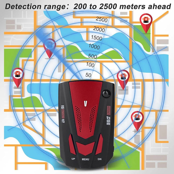 V7 Car Speed Radar Detector Electronic GPS Speed Alert System for Vehicle , Russian Language - Red - 5