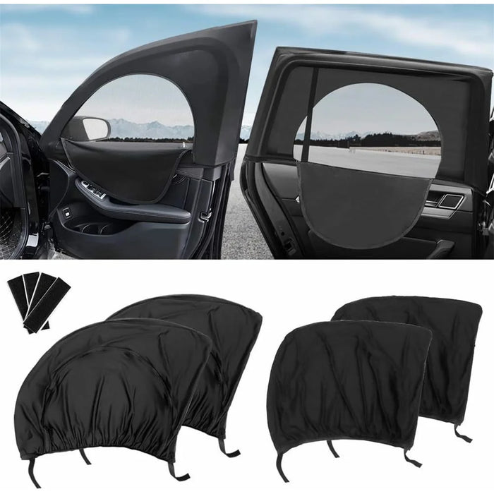 2Pcs Car Window Shade Front / Rear Side Window Sun Shade Breathable Privacy Curtain with Zipper - Rear Side - 2